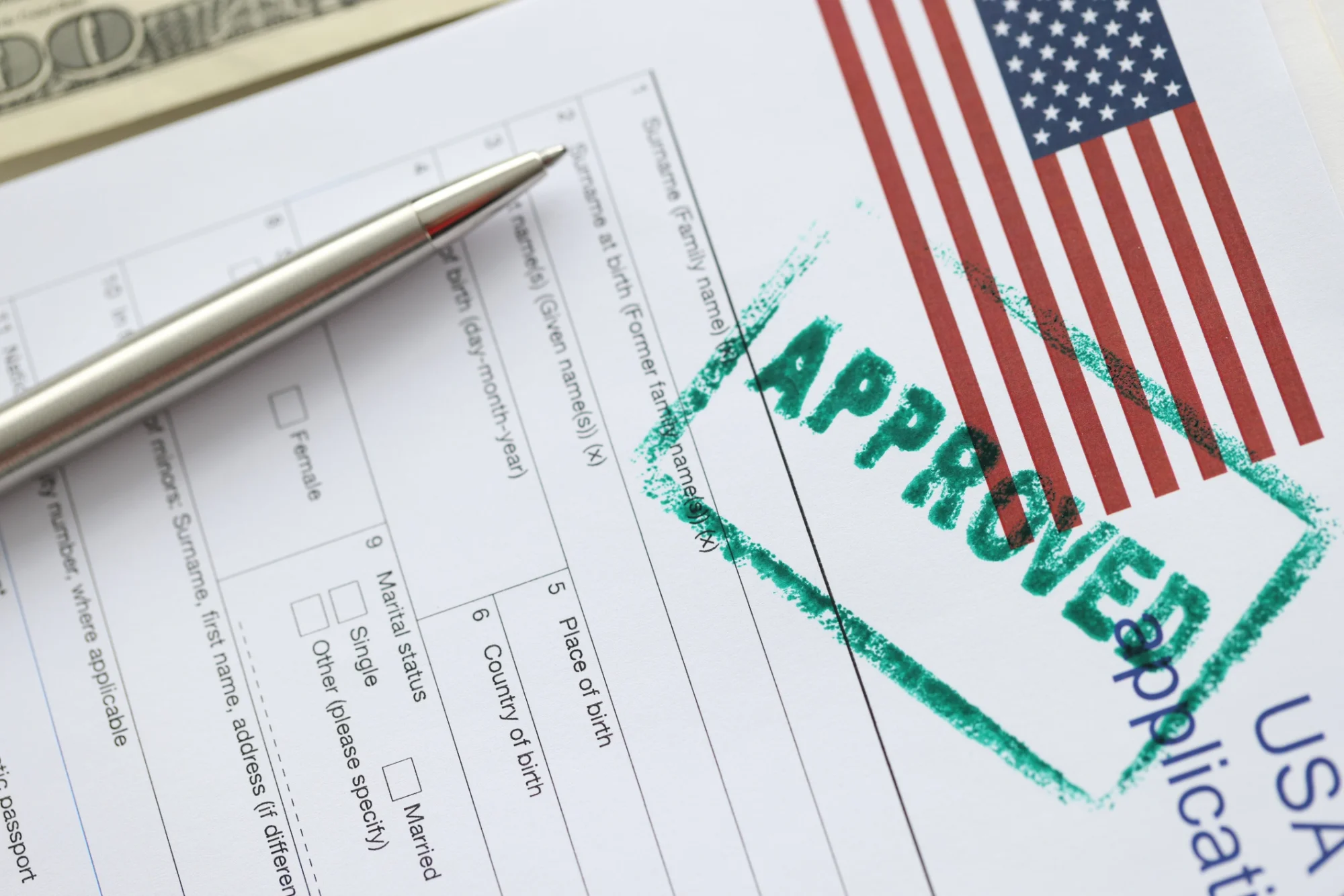 Approved US visa request forms